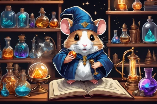 lab mouse icon,rodentia icons,scholar,game illustration,apothecary,sci fiction illustration,jerboa,book illustration,computer mouse,researcher,chemist,rat na,vintage mice,magic book,magistrate,hamster buying,fairy tale character,rataplan,musical rodent,shopkeeper,Unique,Design,Sticker