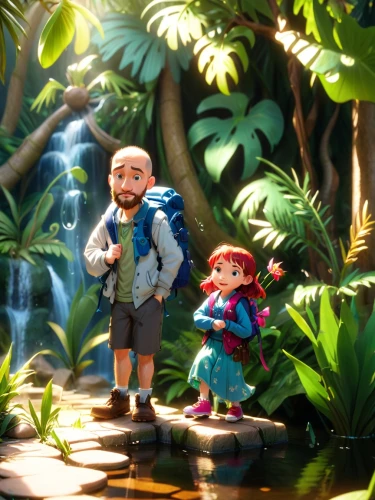 scandia gnomes,lilo,cartoon forest,scandia gnome,miguel of coco,monkey island,gnomes,digital compositing,kids illustration,happy children playing in the forest,children's background,3d render,rainforest,arrowroot family,animated cartoon,girl and boy outdoor,3d fantasy,rain forest,villagers,little people,Anime,Anime,Cartoon