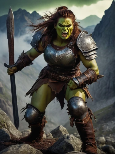 orc,half orc,avenger hulk hero,warrior and orc,ogre,female warrior,dwarf sundheim,hulk,barbarian,minion hulk,aaa,warrior woman,hard woman,patrol,green skin,lopushok,strong woman,heroic fantasy,dwarf,goblin,Conceptual Art,Sci-Fi,Sci-Fi 14