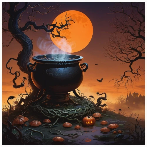 candy cauldron,cauldron,halloween coffee,halloween illustration,halloween background,pumpkin soup,halloween scene,celebration of witches,halloween poster,witches legs in pot,jack o'lantern,halloween pumpkin gifts,halloween pumpkin,pumpkin autumn,witch's house,cream of pumpkin soup,halloween wallpaper,witch broom,halloween witch,jack o lantern,Illustration,Retro,Retro 22