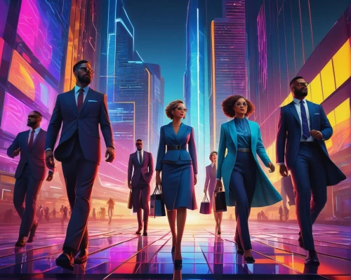 passengers,neon human resources,corporate,business people,abstract corporate,business women,workforce,company,blur office background,sci fiction illustration,businesswomen,spy visual,cg artwork,corporation,executive,dystopian,suits,business world,businessmen,ceo,Art,Classical Oil Painting,Classical Oil Painting 20