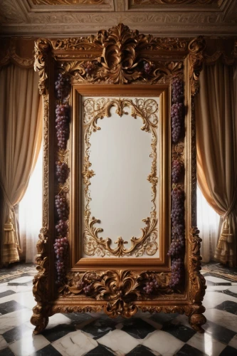 decorative frame,mirror frame,magic mirror,rococo,the mirror,ornate room,wood mirror,gold stucco frame,art nouveau frame,picture frames,art nouveau frames,baroque,peony frame,makeup mirror,fractals art,armoire,floral frame,openwork frame,neoclassical,decorative art,Photography,General,Fantasy