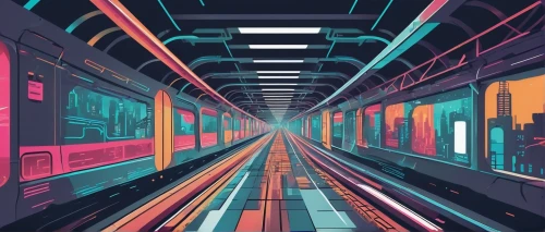 sky train,metro,electric train,maglev,light rail,metropolis,abstract retro,tokyo,skytrain,train way,connections,futuristic landscape,train,trains,tokyo city,transit,light track,futuristic,train tunnel,colorful city,Illustration,Vector,Vector 01