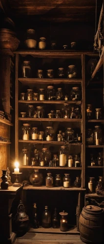 candlemaker,apothecary,storage-jar,pantry,dish storage,shelves,cookware and bakeware,ancient singing bowls,brandy shop,tealights,pottery,cooking pot,cupboard,kitchenware,tinsmith,victorian kitchen,potions,antique singing bowls,singingbowls,tibetan bowls,Conceptual Art,Sci-Fi,Sci-Fi 17