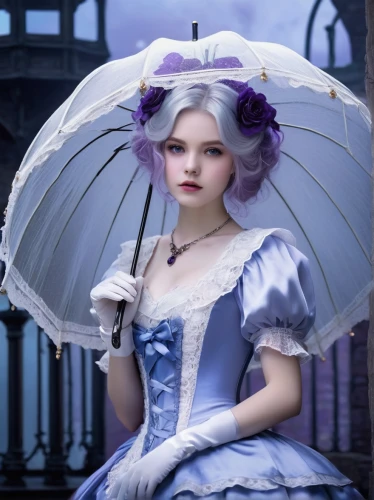 victorian lady,white rose snow queen,fairy tale character,victorian style,parasol,female doll,cinderella,suit of the snow maiden,the carnival of venice,pale purple,victorian,porcelain rose,porcelain dolls,pierrot,cosplay image,alice,porcelain doll,winterblueher,fashion doll,crinoline,Conceptual Art,Fantasy,Fantasy 28