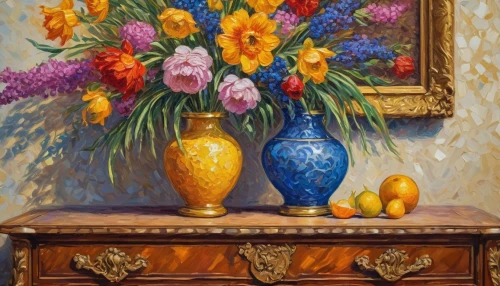 sunflowers in vase,still life of spring,hyacinths,vase,floral composition,flower painting,flower vase,floral arrangement,oil painting,yellow tulips,floral frame,orange tulips,vases,summer still-life,decorative art,oil painting on canvas,daffodils,persian norooz,still-life,iranian nowruz,Conceptual Art,Daily,Daily 31