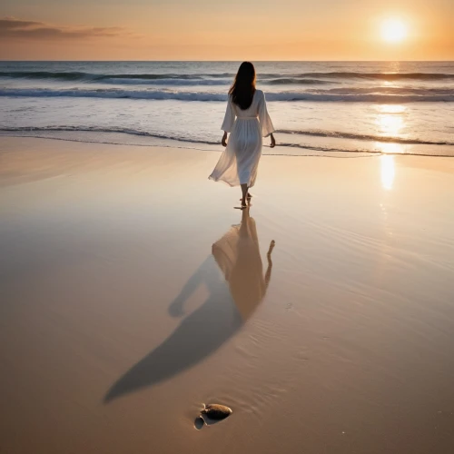 walk on the beach,girl walking away,footprints in the sand,woman silhouette,girl on the dune,woman walking,beach walk,footsteps,walk on water,the shallow sea,mermaid silhouette,barefoot,leave behind,conceptual photography,wading,footprints,spaciousness,passion photography,guiding light,the endless sea,Photography,General,Realistic