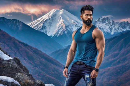 kabir,virat kohli,mountain scene,everest,mountain guide,landscape background,everest region,high-altitude mountain tour,sagar,winter background,mountain climber,himalaya,himalayan,mountaineer,himalayas,photoshop manipulation,jeans background,devikund,king ortler,arshan,Illustration,Japanese style,Japanese Style 04