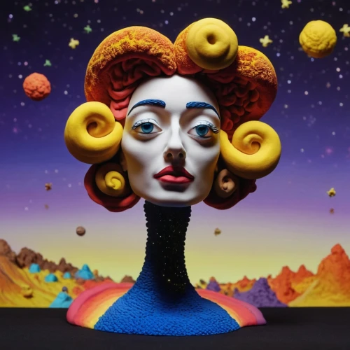 plasticine,dali,artist's mannequin,artist doll,venus,cirque du soleil,plastic arts,surrealistic,woman sculpture,cirque,play doh,head woman,doll head,surrealism,bjork,play-doh,venus comb,balloon head,3d figure,doll's head,Unique,3D,Clay