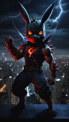 thundercat,rocket raccoon,kame sennin,thumper,jackal,wolverine,dark-type,jack rabbit,electric donkey,skylanders,my hero academia,thunderstorm mood,jackrabbit,digital compositing,angry man,electrified,kobold,mighty,angry,splinter,Illustration,Realistic Fantasy,Realistic Fantasy 08