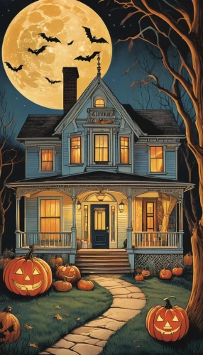 halloween poster,halloween scene,halloween illustration,halloween and horror,jack o'lantern,halloween background,jack o lantern,jack-o'-lanterns,halloween wallpaper,jack-o-lanterns,retro halloween,halloween2019,halloween 2019,halloween owls,halloween ghosts,jack-o'-lantern,halloween,jack-o-lantern,witch's house,halloween night,Art,Artistic Painting,Artistic Painting 43