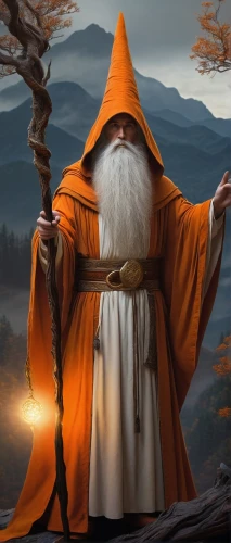 orange robes,gandalf,monk,the wizard,wizard,the abbot of olib,archimandrite,indian monk,fantasy picture,magus,middle eastern monk,monks,lord who rings,orange,buddhist monk,hieromonk,world digital painting,wizards,mage,the wanderer,Conceptual Art,Fantasy,Fantasy 13