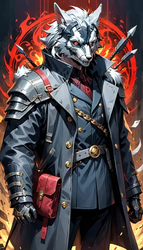 renascence bulldogge,fire background,samurai,royal tiger,warlord,armored animal,leopard's bane,imperial coat,tervuren,kosmus,cat warrior,crusader,shuanghuan noble,admiral von tromp,fire devil,war veteran,goki,dodge warlock,game illustration,mercenary,Anime,Anime,General