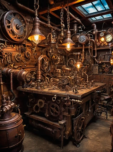 steampunk,steampunk gears,victorian kitchen,watchmaker,clockmaker,engine room,brandy shop,the boiler room,distillation,antiquariat,apothecary,antique furniture,workbench,scientific instrument,tinsmith,old trading stock market,antiques,steam engine,antique construction,woodwork,Conceptual Art,Fantasy,Fantasy 26