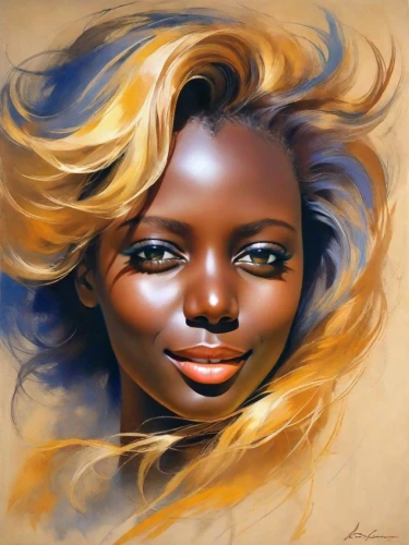 african woman,african art,oil painting on canvas,african american woman,oil painting,nigeria woman,black woman,beautiful african american women,blonde woman,woman face,art painting,afro american,oil on canvas,airbrushed,woman's face,woman portrait,benin,girl portrait,romantic portrait,artistic portrait,Digital Art,Impressionism