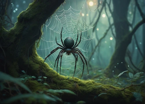 walking spider,tangle-web spider,arachnid,spider,widow spider,harvestman,spider silk,baboon spider,funnel web spider,arachnophobia,spider's web,spider the golden silk,spiders,harvestmen,edged hunting spider,spider network,tarantula,spider web,arthropod,orb-weaver spider,Illustration,Abstract Fantasy,Abstract Fantasy 07