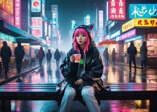 cyberpunk,neon tea,taipei,neon coffee,tokyo,neon drinks,harajuku,miso,shinjuku,bubble tea,asia,shanghai,hk,tokyo city,tokyo ¡¡,hong,shibuya,asian umbrella,hong kong,vapor,Conceptual Art,Oil color,Oil Color 24