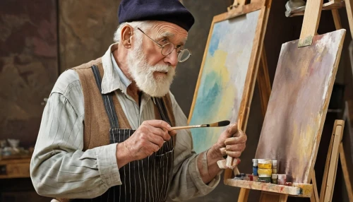 italian painter,post impressionism,elderly man,artist portrait,painting technique,vincent van gough,post impressionist,painter,meticulous painting,vincent van gogh,artist brush,pensioner,art painting,artist,picasso,artist color,older person,painting,male poses for drawing,photo painting,Illustration,Vector,Vector 18