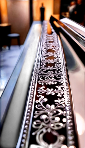 moving walkway,metal railing,harpsichord,escalator,macro rail,conveyor belt,handrail,patterned wood decoration,metro escalator,steinway,spinet,the piano,art deco border,billiard table,prayer wheels,diamond plate,metal embossing,ventilation grille,grand piano,conveyor,Illustration,Black and White,Black and White 25