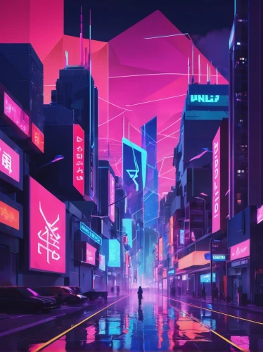 neon arrows,cyberpunk,shinjuku,tokyo city,tokyo,colorful city,neon,80's design,cityscape,neon lights,pink city,neon light,futuristic landscape,fantasy city,futuristic,neon coffee,city trans,metropolis,aesthetic,dusk background,Unique,3D,Low Poly