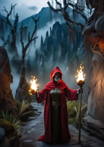 fantasy picture,red riding hood,dodge warlock,red cape,magical adventure,little red riding hood,red lantern,magus,fantasy art,mage,summoner,the wizard,wizard,red coat,elves flight,wizards,the pied piper of hamelin,sorceress,fire artist,flickering flame