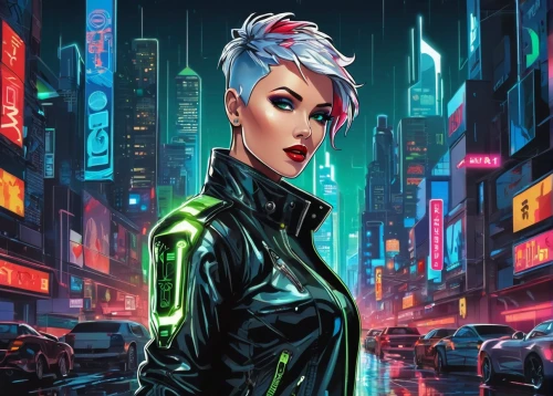 cyberpunk,sci fiction illustration,transistor,futuristic,catwoman,cyborg,cyber,cg artwork,birds of prey-night,metropolis,nova,vector girl,femme fatale,cyber glasses,world digital painting,game illustration,scifi,renegade,neon,dystopian,Unique,Design,Sticker