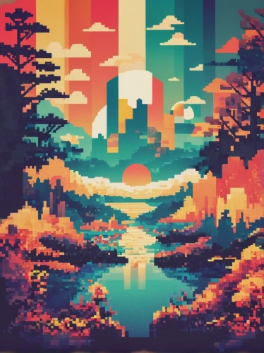 pixel art,retro background,retro styled,8bit,tapestry,retro frame,forests,mountain world,fall landscape,retro,forest,lagoon,vintage wallpaper,autumn forest,abstract retro,forest landscape,pixel,dusk,pixelgrafic,mountains,Unique,Paper Cuts,Paper Cuts 07