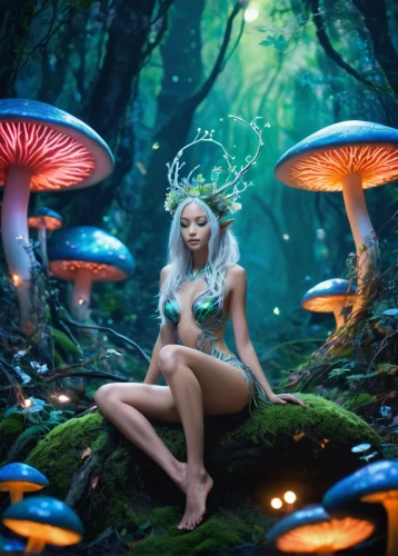fae,fairy forest,faerie,forest mushroom,amanita,blue mushroom,fairy world,agaric,forest mushrooms,mushrooms,faery,agaricaceae,mushroom landscape,fairy,fantasy picture,ballerina in the woods,champignon mushroom,toadstools,enchanted forest,fairy peacock,Conceptual Art,Sci-Fi,Sci-Fi 04