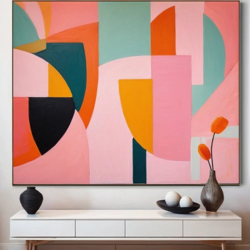 abstract painting,modern decor,watermelon painting,gold-pink earthy colors,contemporary decor,mid century modern,abstract artwork,abstract multicolor,decorative art,abstract shapes,geometric style,meticulous painting,geometric,paintings,abstract design,painting pattern,floral composition,geometric pattern,art deco background,wall decor,Art,Artistic Painting,Artistic Painting 36