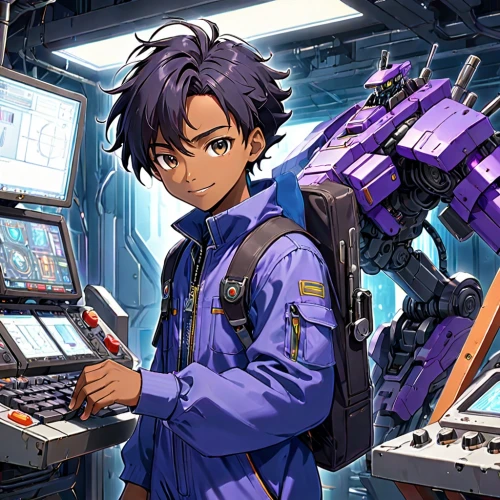 evangelion eva 00 unit,evangelion unit-02,evangelion evolution unit-02y,cg artwork,evangelion mech unit 02,engineer,evangelion,eva unit-08,yukio,cybernetics,inventor,man with a computer,robotics,electronics,wiz,cyber,blue-collar worker,mechanic,handymax,mechanical,Anime,Anime,Traditional