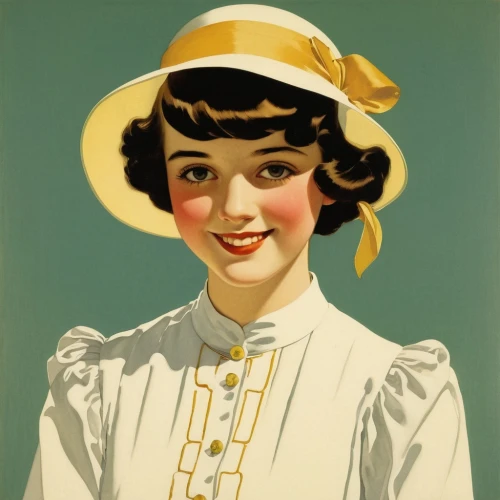 vintage female portrait,vintage woman,vintage women,vintage girl,art deco woman,retro women,girl wearing hat,twenties women,vintage illustration,retro woman,retro girl,1940 women,lilian gish - female,vintage art,portrait of a girl,stewardess,the hat-female,lillian gish - female,advertising figure,a charming woman,Illustration,Retro,Retro 15