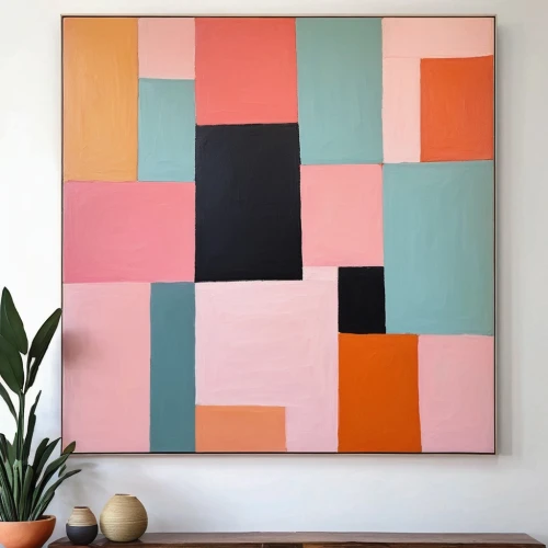 abstract painting,gold-pink earthy colors,modern decor,pink squares,mid century modern,watermelon painting,geometric,geometric style,abstract artwork,palette,paintings,copper frame,modern art,abstract multicolor,abstract shapes,color blocks,contemporary decor,wall decor,mid century,lego pastel,Art,Artistic Painting,Artistic Painting 36