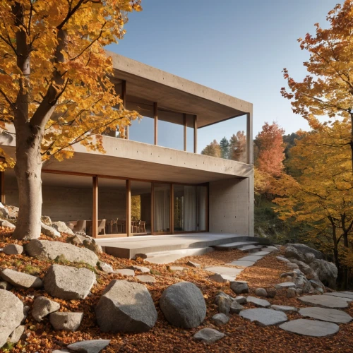 dunes house,modern house,mid century house,stone house,house in mountains,new england style house,modern architecture,house in the mountains,cubic house,exposed concrete,timber house,archidaily,ruhl house,house in the forest,cube house,corten steel,fall landscape,residential house,beautiful home,house with lake,Photography,General,Realistic