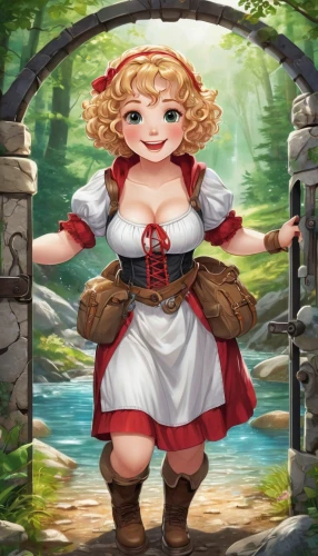 merida,fae,fairy tale character,the blonde in the river,elza,nora,stechnelke,scandia gnome,heidi country,celtic queen,jessamine,country dress,rusalka,game illustration,little red riding hood,adventurer,oktoberfest background,piper,dwarf sundheim,fantasy portrait,Illustration,Japanese style,Japanese Style 19