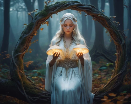 fantasy picture,faerie,mystical portrait of a girl,faery,fantasy portrait,fantasy art,the enchantress,sorceress,dryad,fairy queen,elven,fairy tale character,elven forest,fantasy woman,fairy forest,the snow queen,light bearer,white rose snow queen,enchanted forest,enchanting,Illustration,Vector,Vector 05