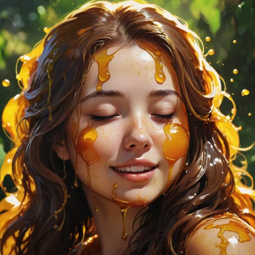 golden rain,spark of shower,wet girl,girl washes the car,splashing,shower of sparks,water splashes,water splash,wet,bathing,milk splash,bath oil,tears bronze,splashing around,washing,painting technique,drenched,oil painting on canvas,sun,gushing,Conceptual Art,Fantasy,Fantasy 19