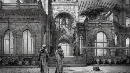 gothic architecture,haunted cathedral,hall of the fallen,gothic church,gothic,castle of the corvin,gothic style,ghost castle,dark gothic mood,hogwarts,the threshold of the house,medieval architecture,haunted castle,gothic portrait,cathedral,blood church,witch's house,witch house,gothic woman,notre dame,Art sketch,Art sketch,Concept