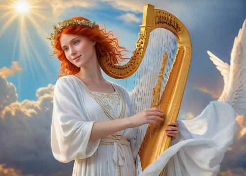 celtic harp,angel playing the harp,harp player,ancient harp,harpist,harp with flowers,harp,harp strings,celtic woman,harp of falcon eastern,lyre,mouth harp,string instrument,stringed instrument,angel wing,autoharp,musical instrument,fantasy picture,constellation lyre,flautist,Art,Classical Oil Painting,Classical Oil Painting 42