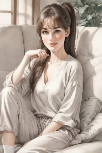 audrey hepburn,realdoll,woman sitting,audrey hepburn-hollywood,ao dai,jane austen,model years 1958 to 1967,model years 1960-63,girl sitting,female doll,young woman,painter doll,princess leia,audrey,relaxed young girl,oil painting,the girl in nightie,photo painting,nurse uniform,girl in cloth,Digital Art,Ink Drawing