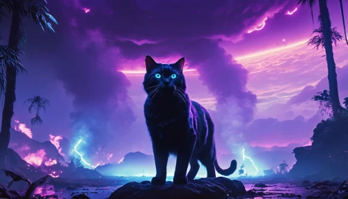 purple,ipê-purple,purple wallpaper,panther,fantasy picture,wall,indigo,ori-pei,ultraviolet,feral,cat,cat on a blue background,catastrophe,purple background,feline,blu,the cat,purple blue,purple landscape,mowgli