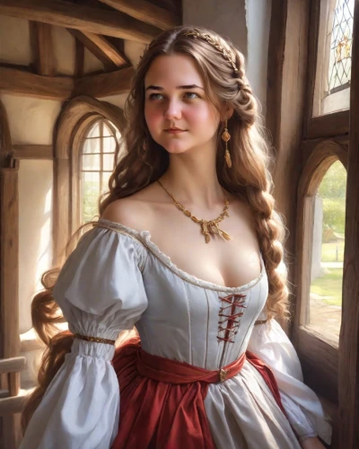 girl in a historic way,tudor,eufiliya,rapunzel,fantasy portrait,a girl in a dress,isabella,aubrietien,a charming woman,romantic portrait,portrait of a girl,old elisabeth,librarian,bodice,jane austen,isabel,young woman,elizabeth nesbit,vexiernelke,young lady,Digital Art,Classicism