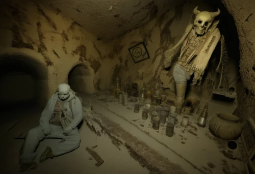 catacombs,crypt,cellar,burial chamber,mummies,dungeon,excavation,basement,primitive dolls,excavation site,cave tour,necropolis,haunted house,hall of the fallen,the haunted house,cave church,tomb figure,mausoleum ruins,dead sea scrolls,empty tomb