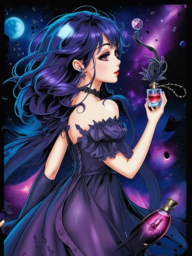 la violetta,acerola,queen of the night,luna,fairy galaxy,celebration of witches,fantasia,purple moon,patchouli,blue moon rose,veil purple,halloween witch,gothic dress,purple dress,halloween banner,zodiac sign libra,lady of the night,halloween poster,rosa 'the fairy,wine diamond,Unique,Design,Sticker