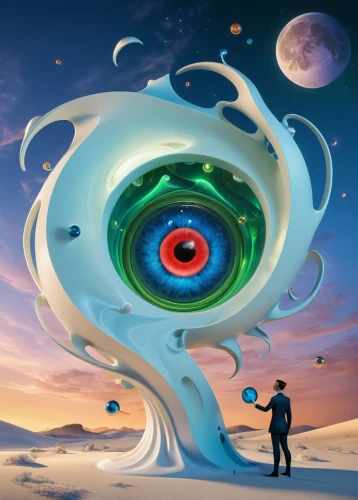 cosmic eye,cosmos,panoramical,time spiral,planet eart,torus,cosmos wind,eye ball,yinyang,planetary system,psychedelic art,gyroscope,third eye,copernican world system,planet alien sky,heliosphere,vortex,cosmos field,flying seed,astral traveler,Unique,3D,3D Character