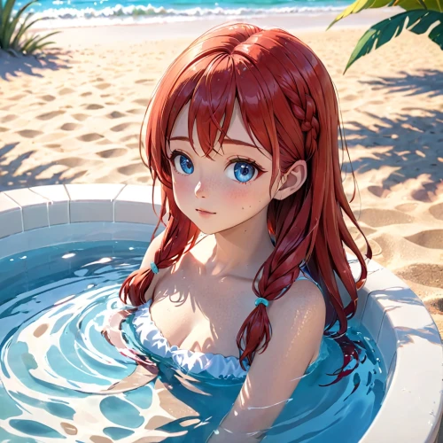 red-haired,nami,summer floatation,summer swimsuit,ocean,swimsuit,little mermaid,swimming,water nymph,honolulu,in water,poolside,ariel,red hair,summer crown,red summer,swim,redhair,pool water,mikuru asahina,Anime,Anime,Traditional