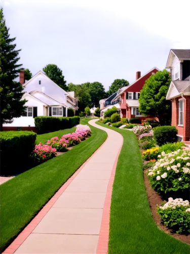 suburban,landscaping,chestnut avenue,suburbs,residential area,driveway,north american fraternity and sorority housing,rose drive,front yard,landscape lighting,aurora village,townhouses,bendemeer estates,paved square,neighborhood,golf lawn,green lawn,lawn,tree-lined avenue,row of houses,Illustration,Vector,Vector 13