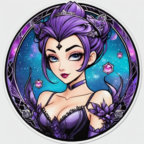 zodiac sign libra,witch's hat icon,vanessa (butterfly),cynara,fairy galaxy,acerola,custom portrait,zodiac sign gemini,widow flower,rosa 'the fairy,fae,lilac blossom,violet head elf,twitch icon,malva,la violetta,rosa ' the fairy,sorceress,virgo,crown icons,Unique,Design,Sticker