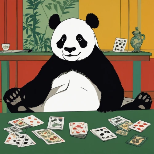 panda,chinese panda,pandas,panda bear,lun,playing cards,game illustration,playing card,giant panda,card game,kawaii panda,oliang,kung,yuan,poker,pandabear,little panda,po,card games,play cards,Illustration,American Style,American Style 09