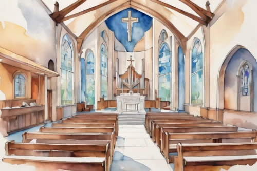 church painting,sanctuary,wooden church,watercolor background,chapel,wayside chapel,church faith,churches,forest chapel,pews,christ chapel,church,choir,little church,holy places,stained glass windows,holy communion,all saints,church religion,cathedral,Illustration,Paper based,Paper Based 25