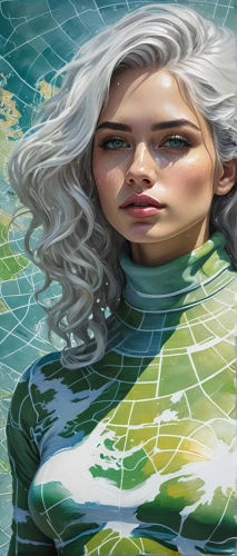 sci fiction illustration,world digital painting,the blonde in the river,gradient mesh,dahlia white-green,sprint woman,medusa,artificial hair integrations,fridays for future,glass painting,digital art,cyberspace,waterglobe,background ivy,transparent material,mother earth,fantasy woman,painting technique,portrait background,comic halftone woman,Conceptual Art,Fantasy,Fantasy 11
